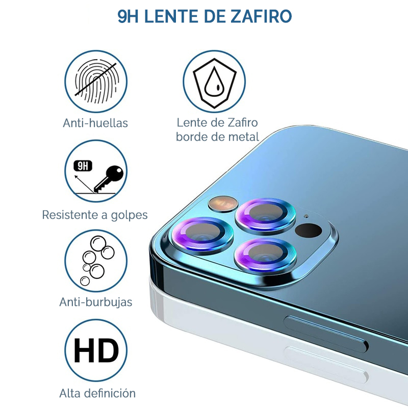 Protector de lente de cámara para iPhone 12 Pro, anillo protector de lente  de aleación de aluminio - azul pacífico, 2 piezas